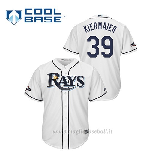 Maglia Baseball Uomo Tampa Bay Rays 39 Kevin Kiermaier 2019 Postseason Cool Base Bianco